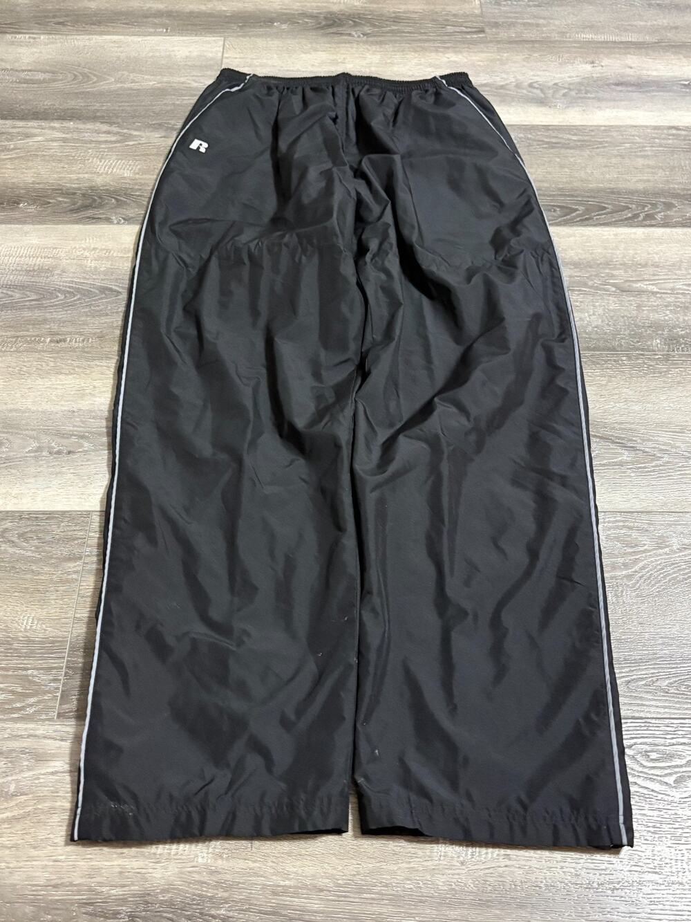 Russell Athletic Black Striped Baggy Wide Leg Track Pants Y2K Skater - Men’s XL